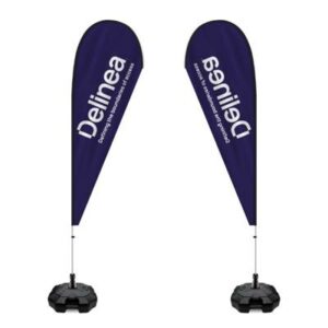 2.6m Fibreglass Teardrop Flag and Pole Kit, Double Sided