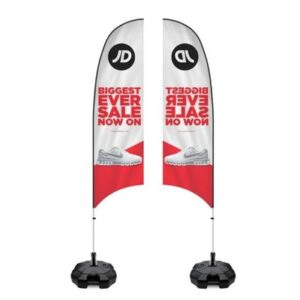 3.0m Fibreglass Curve Flag and Pole Kit, Double Sided