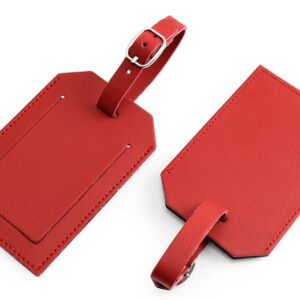 Recycled ELeather Rectangular Luggage Tag with Security Flap