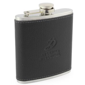Hip Flask with a Recycled ELeather Wrap