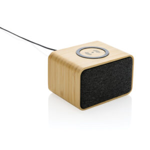 RCS Recycled Plastic 3W Speaker with Bamboo 5W Wireless Charger