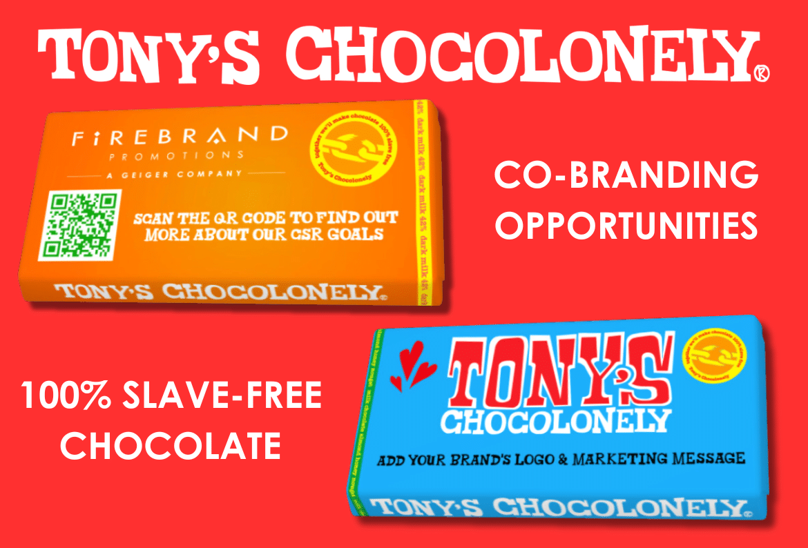 branded Tony's Chocolonely chocolate