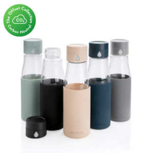 Ukiyo Glass Hydration Tracking Bottle with Sleeve