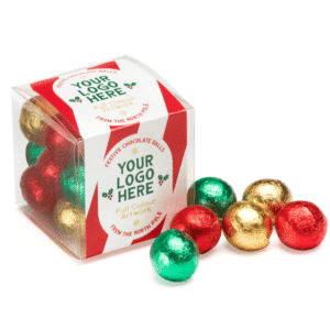Solid Chocolate Balls in a Clear Cube